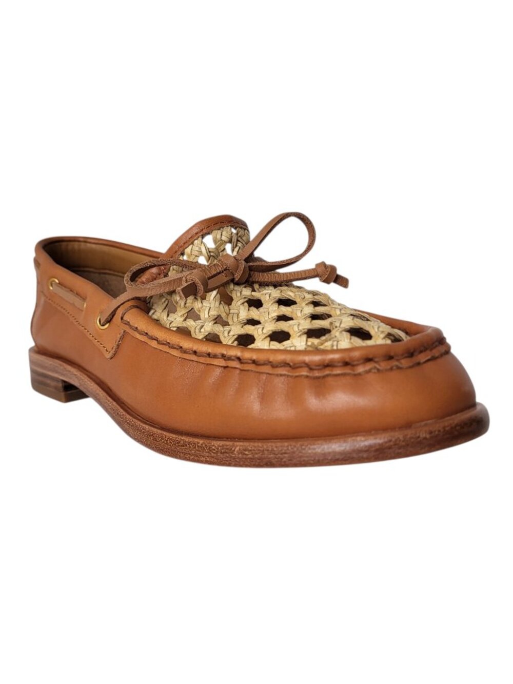 rag & bone Carter Boat Shoes in Light Natural Woven Brown Women's Size 6.5 US
